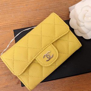 BN Chanel 23C Yellow Snap Card Holder